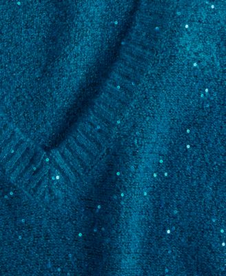 Women's Roving Sequin V-Neck Sweater, Macy's Exclusive