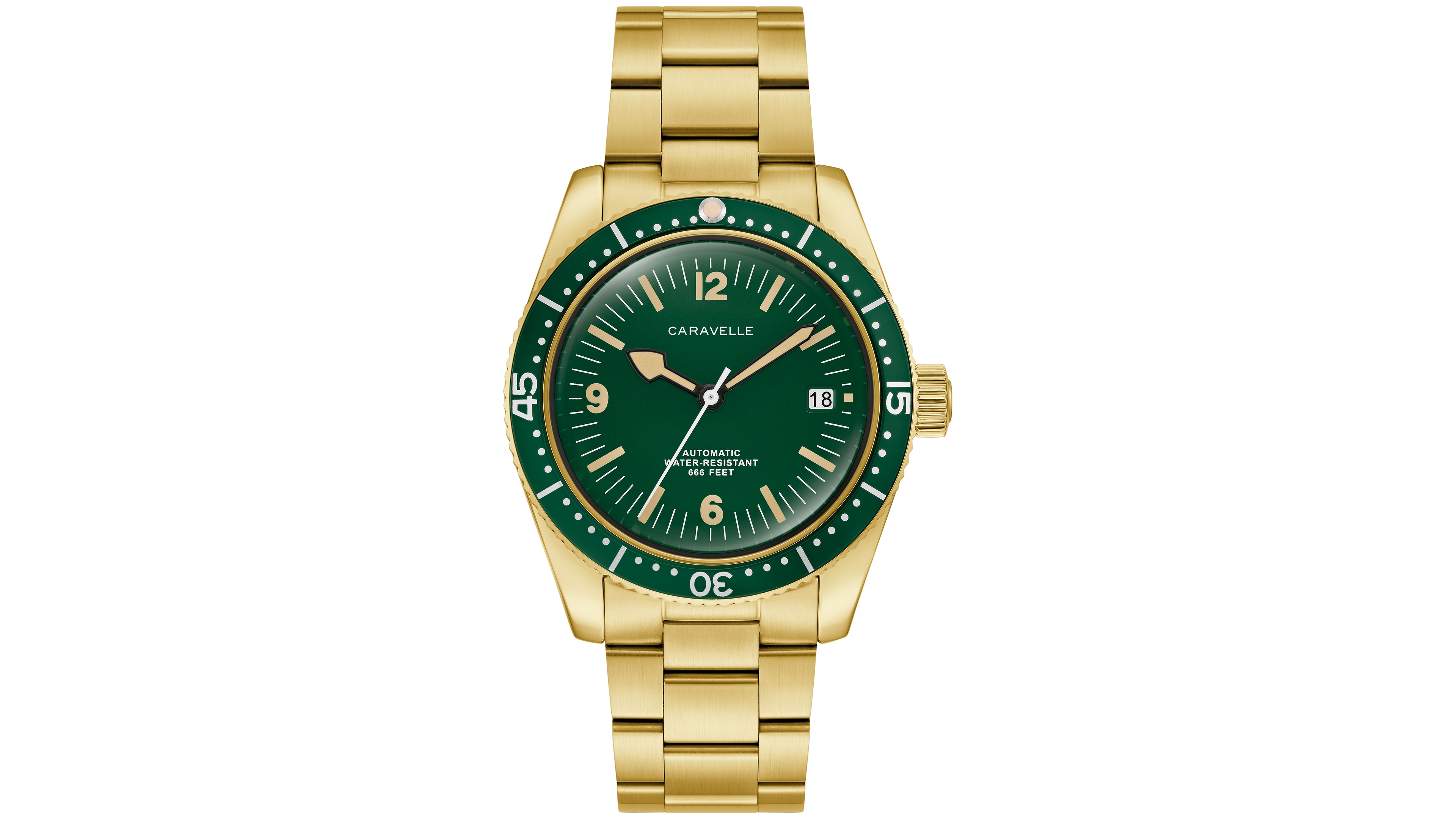 Caravelle Men's Vintage Sport Sea Hunter Gold-Tone Stainless Steel Bracelet Watch, 39mm