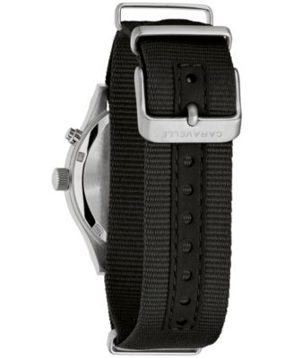 Men's Vintage Casual Lite Up Black Nylon Strap Watch, 39mm