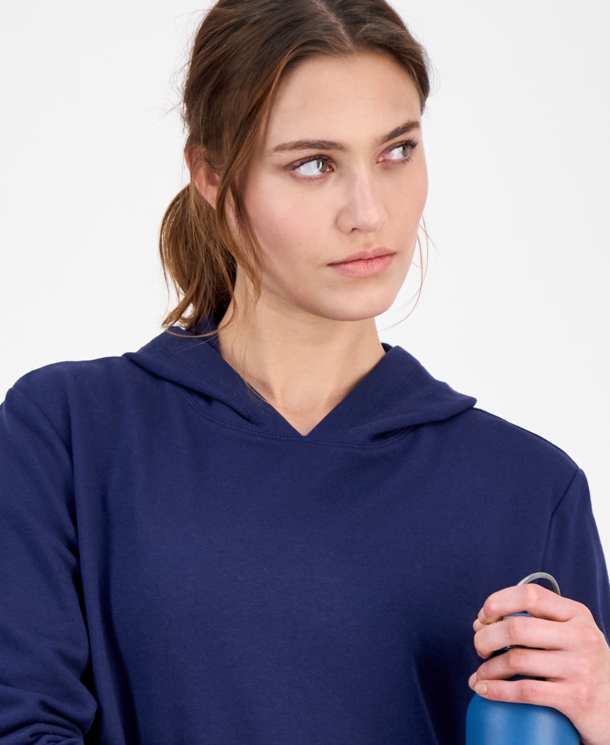 Id Ideology Women's Kangaroo-pocket Fleece Hoodie, Created For Macy's In Blue