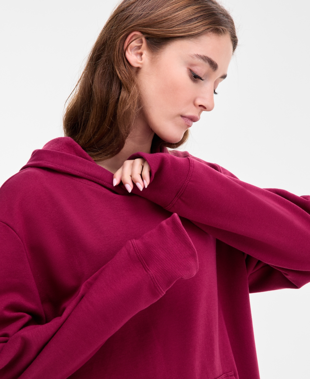 Id Ideology Women's Kangaroo-pocket Fleece Hoodie, Created For Macy's In Red