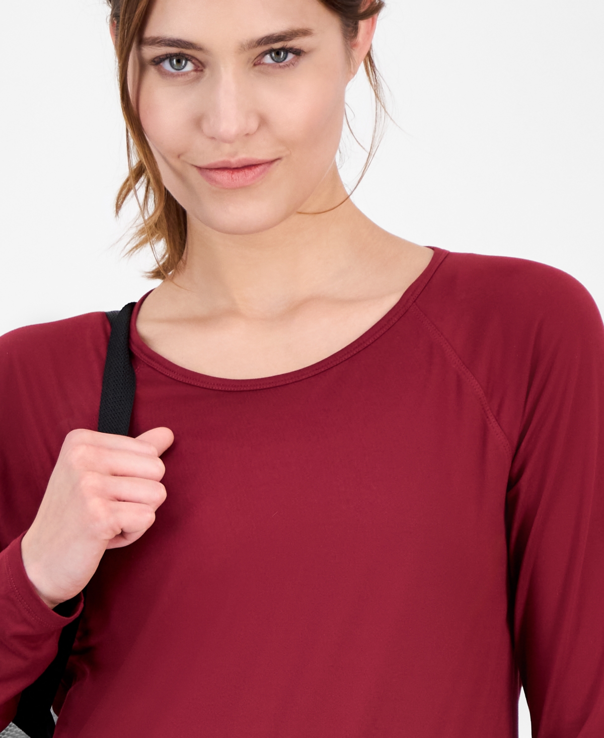 Macy's Id Ideology Women's Essentials 2-pack Long-sleeve T-shirt, Created For  In Burgundy