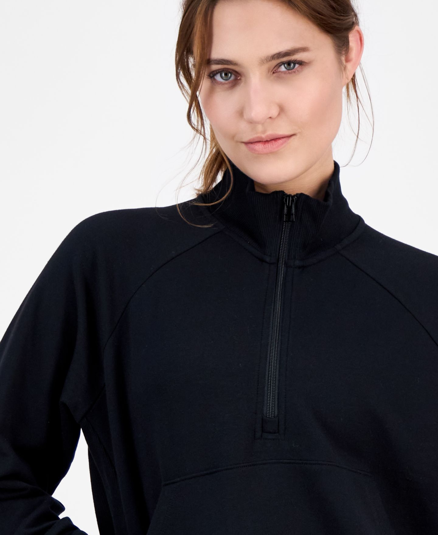 Женский свитшот ID Ideology Solid Fleece Quarter-Zip, цвет: Чёрный — фото 3