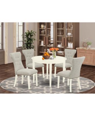 5-Pc. Rubber Wood Button Tufted Parson Chairs Dining Room Set