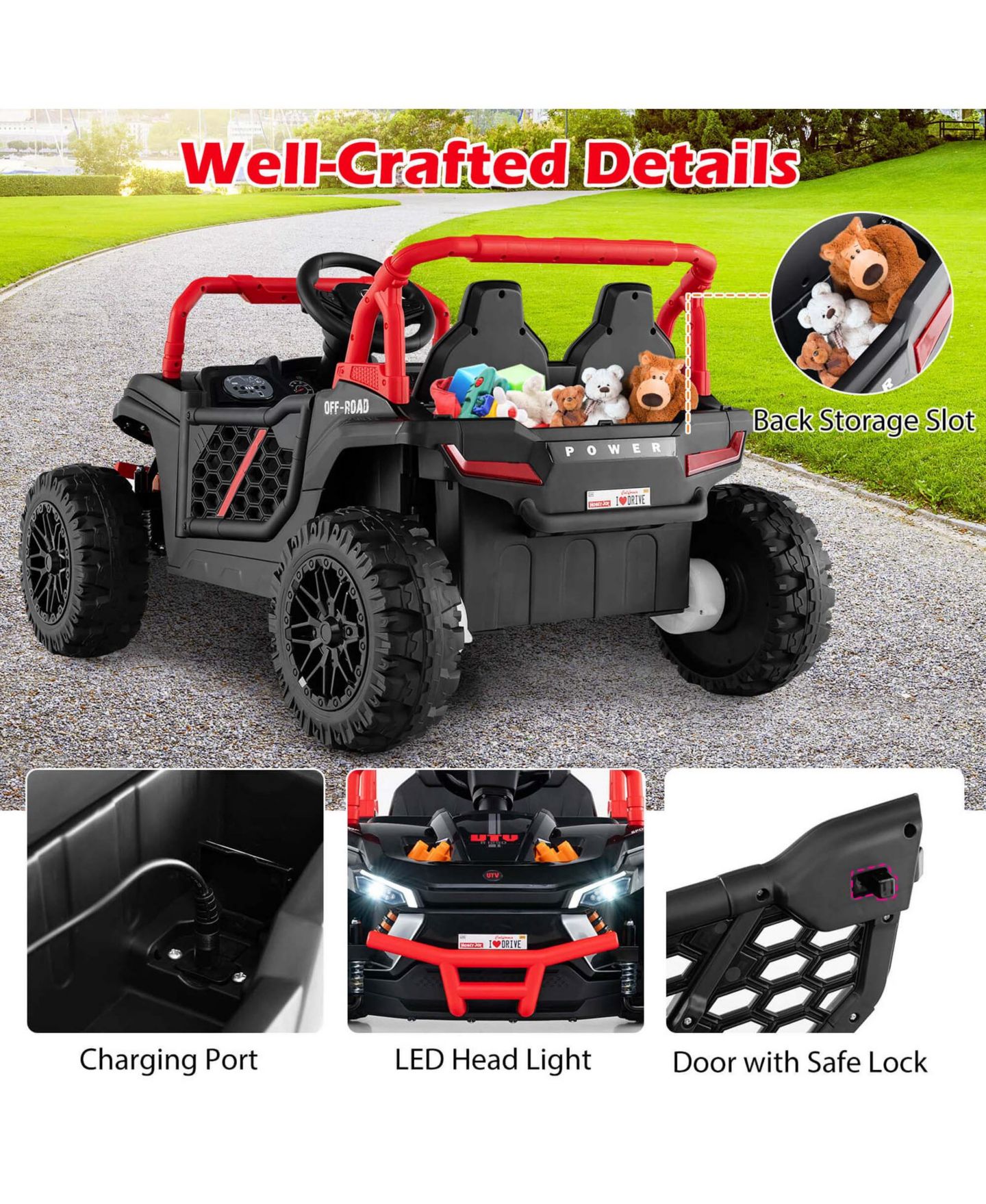 Детская игрушка Costway 12V Parental Remote Control Ride on Truck, цвет: Красный — фото 5