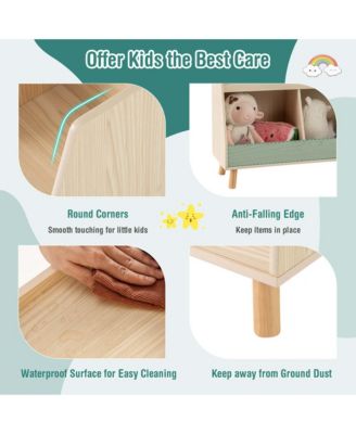 5-Cube Kids Bookshelf and Toy Organizer Wooden Storage Bookcase with Wood Legs