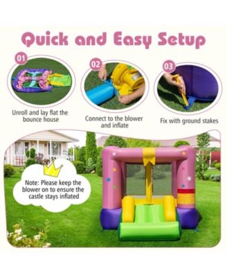 Inflatable Bounce House Bouncy Castle w/Slide & Basketball Rim 480W Blower