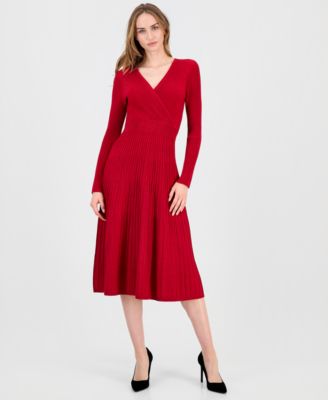 T Tahari - Women's Metallic Wrap Fit & Flare Dress