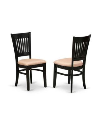 3-Pc Dining Room Table Set- 2 Dining Room Chair and Kitchen Table - Linen Fabric Seat and Slatted Chair Back - Black Finish