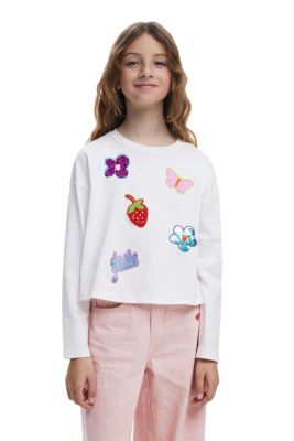 Desigual Girlss T-shirt with applique shapes - White 35$