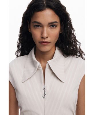 Women's Slim striped dress with short sleeves