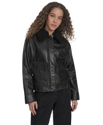 Women's Removable Collar Aviator Jacket