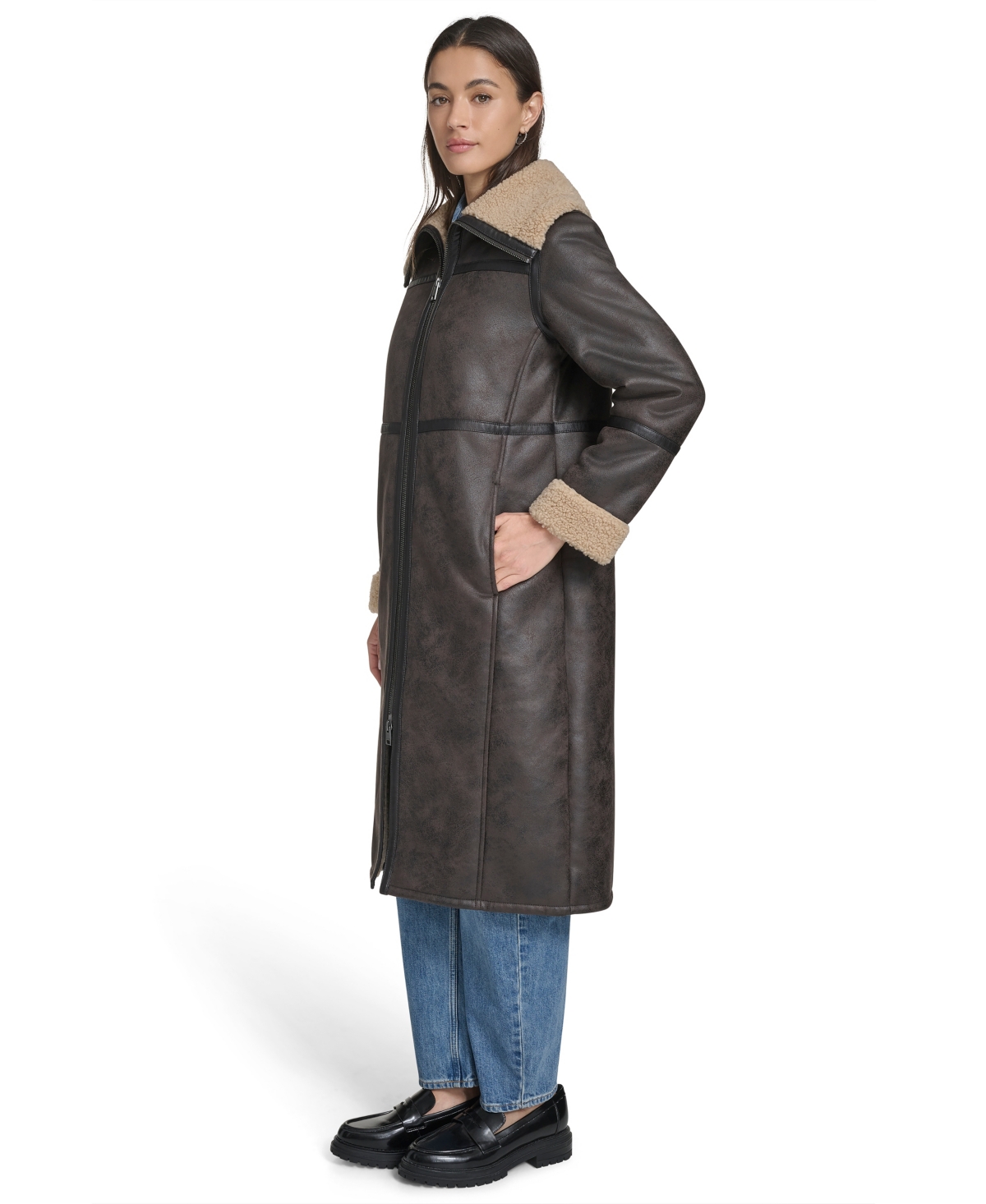 Levi's Women's Fx Shearling Funnel Coat In Multi