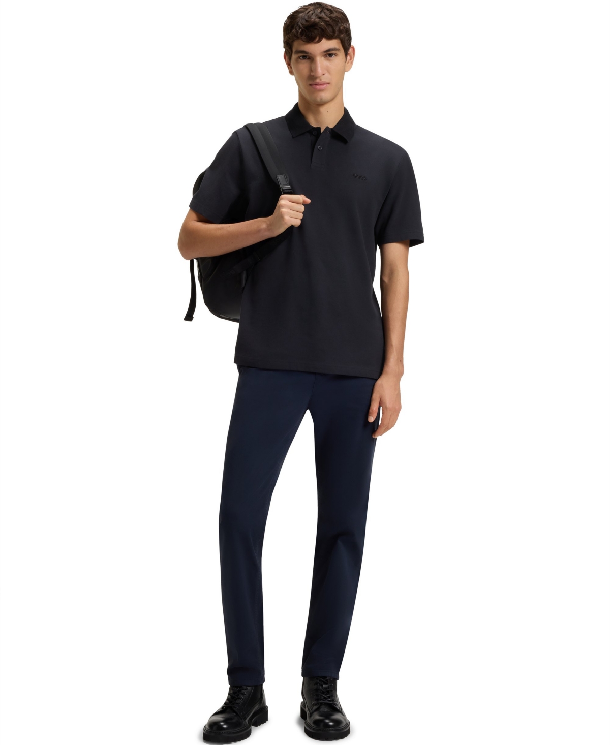 Hugo Boss Boss By  Men's Cotton Pique Relaxed-fit Polo Shirt In Black