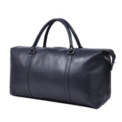 Black Full-Grain Leather Travel Duffel Bag