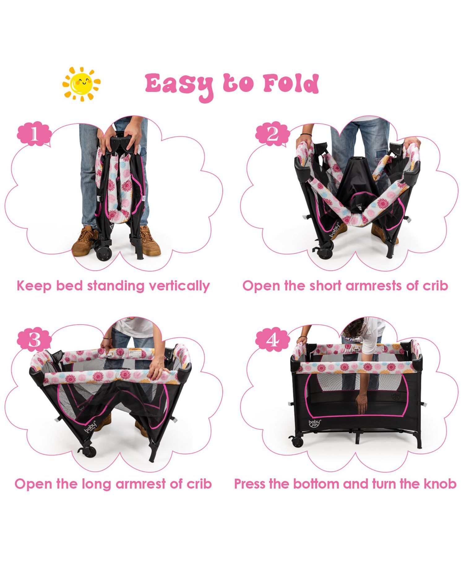 Baby Bedside Sleeper Portable Bassinet 4-in-1 Rolling Bassinet