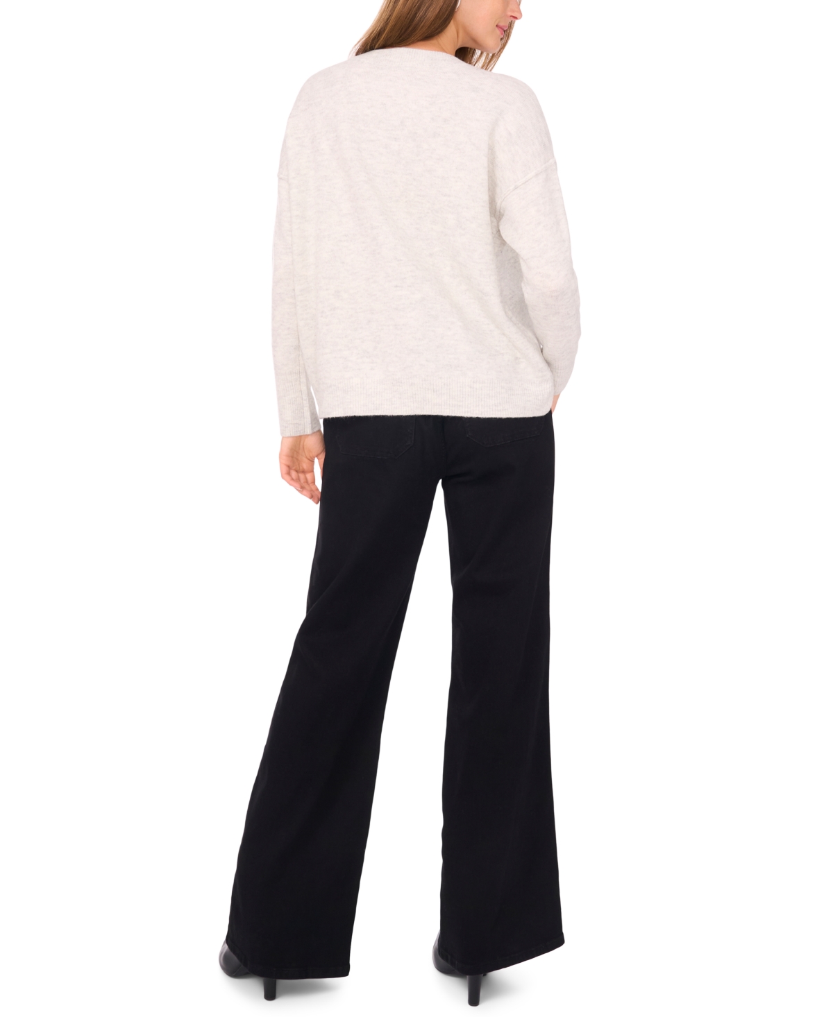 Vince Camuto Star Pattern Crewneck Sweater In Neutral