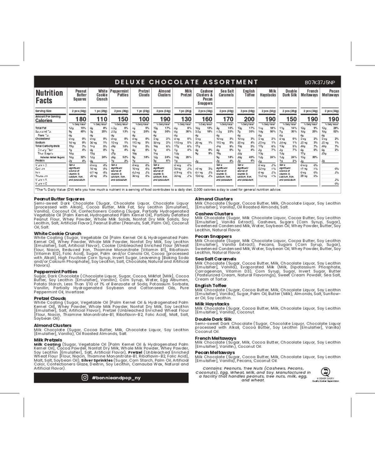 Bonnie & Pop Holiday Chocolate Gift Tin, 28 Pieces