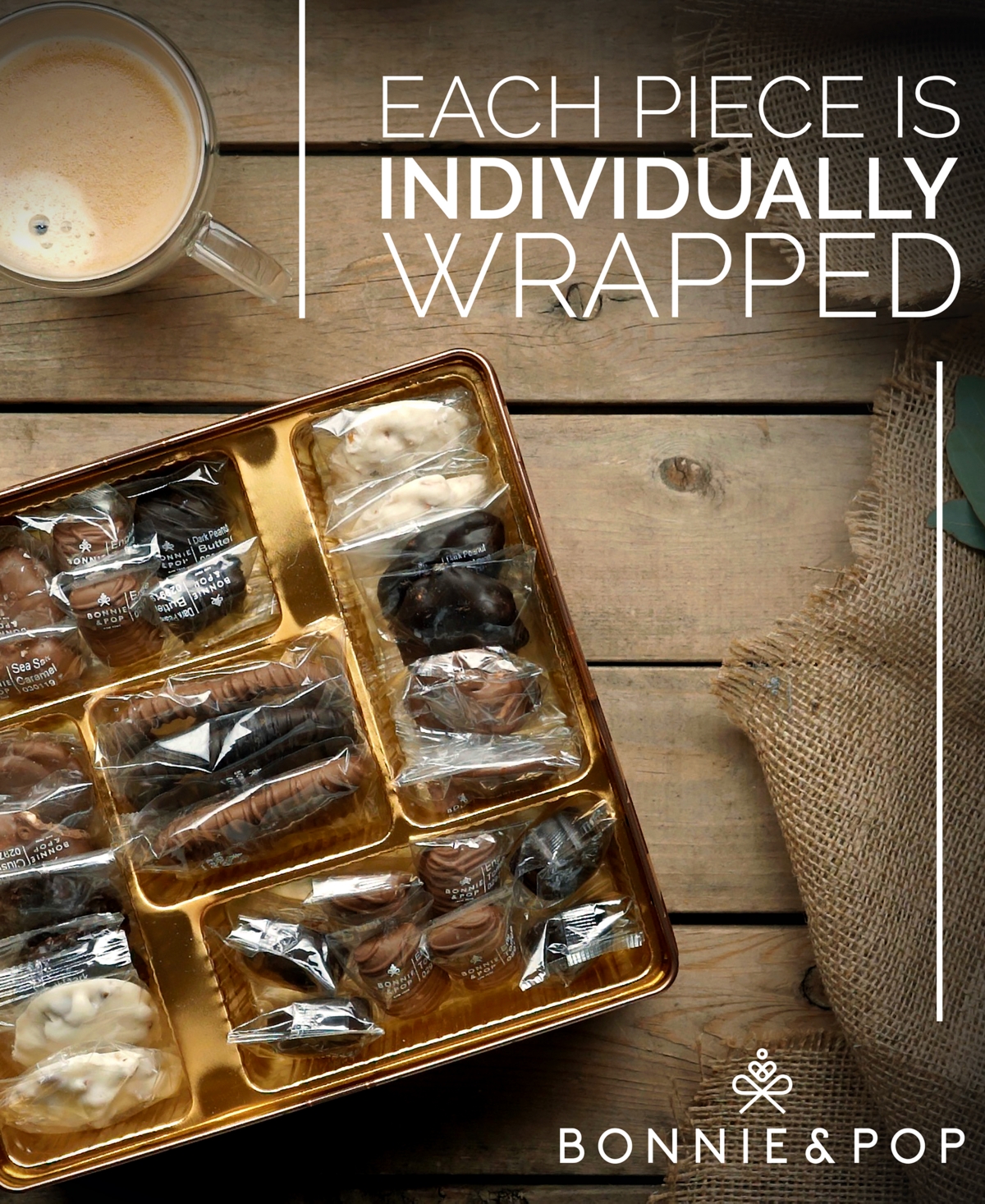 Bonnie & Pop Christmas Chocolate Gift Tin, 28 Pieces