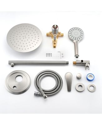 10 Inches Wall Mounted Shower with High Pressure Rain Shower Head and 5-Function Handheld Shower Head