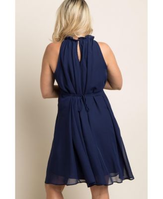 Black Chiffon High Neck Maternity Dress