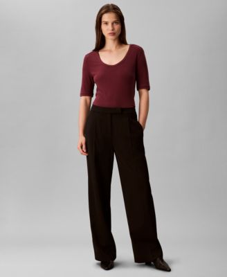 Women's Scoop Neck Ribbed T-Shirt