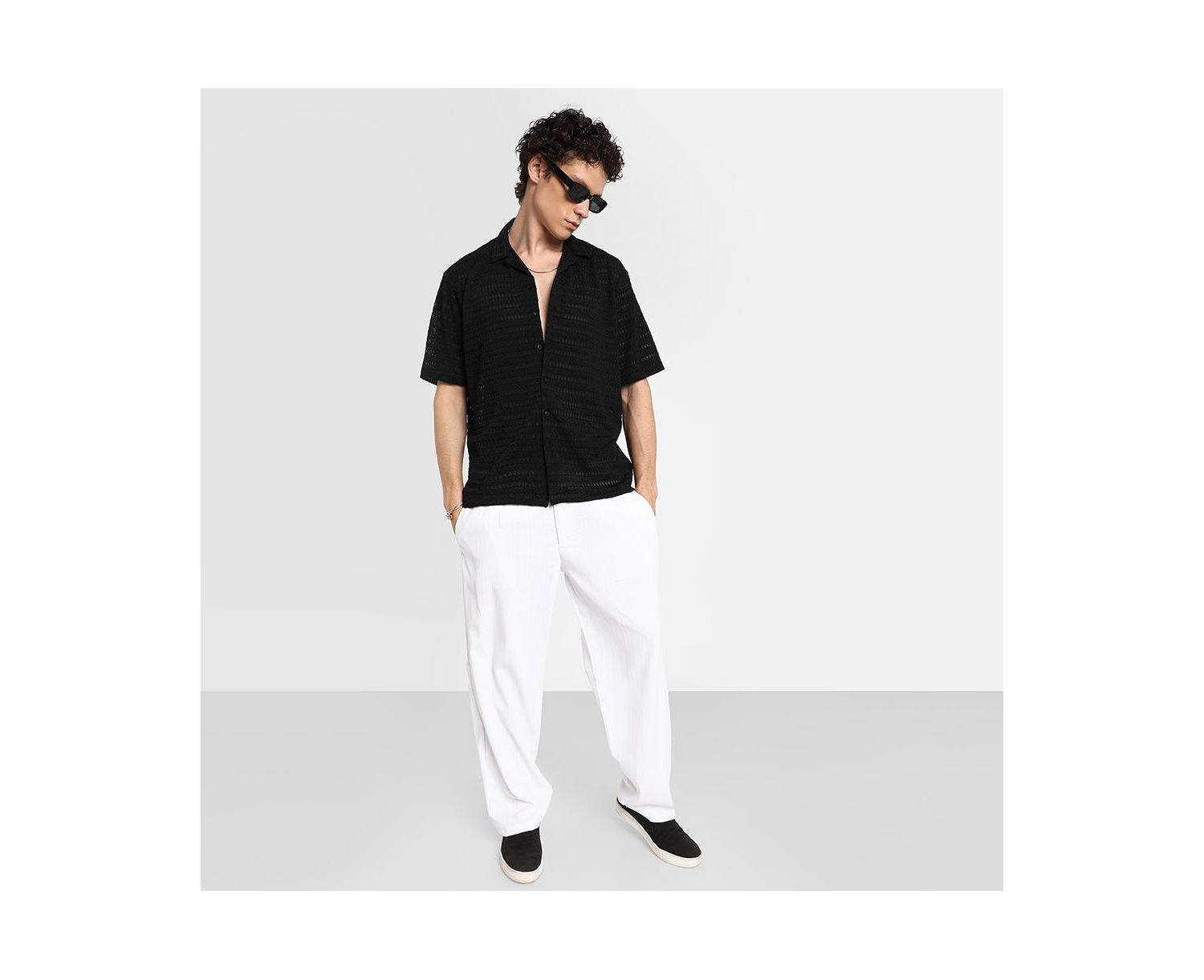 Men's Midnight Black Marquise-Knit Shirt