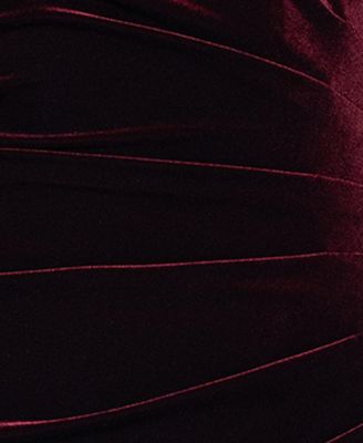 Petite Stretch Cap Sleeve Long Velvet Gown