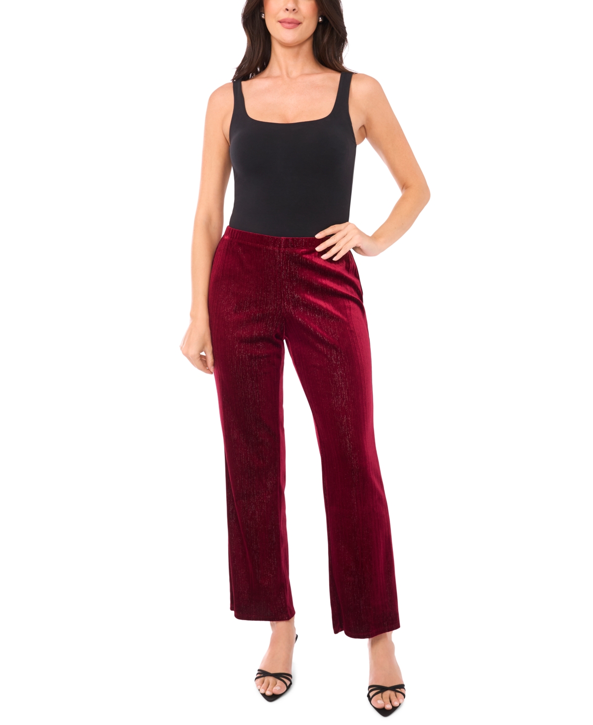 Sam & Jess Women's Velvet Straight-leg Pull-on Pants In Burgundy