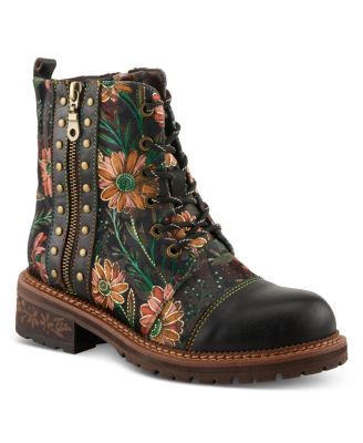 Spring Step Cordea Booties with Embroidered Leather Upper