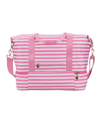 Character 17" Pink & White Striped Duffle Bag
