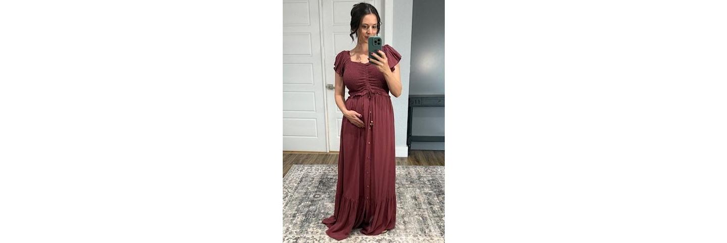 Женское платье Pinkblush Smocked Top Woven Maxi, цвет: Бордовый — фото 2