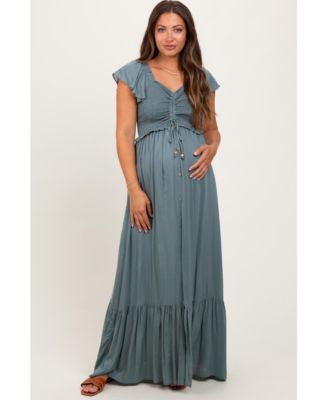 Maternity Smocked Top Woven Maxi Dress