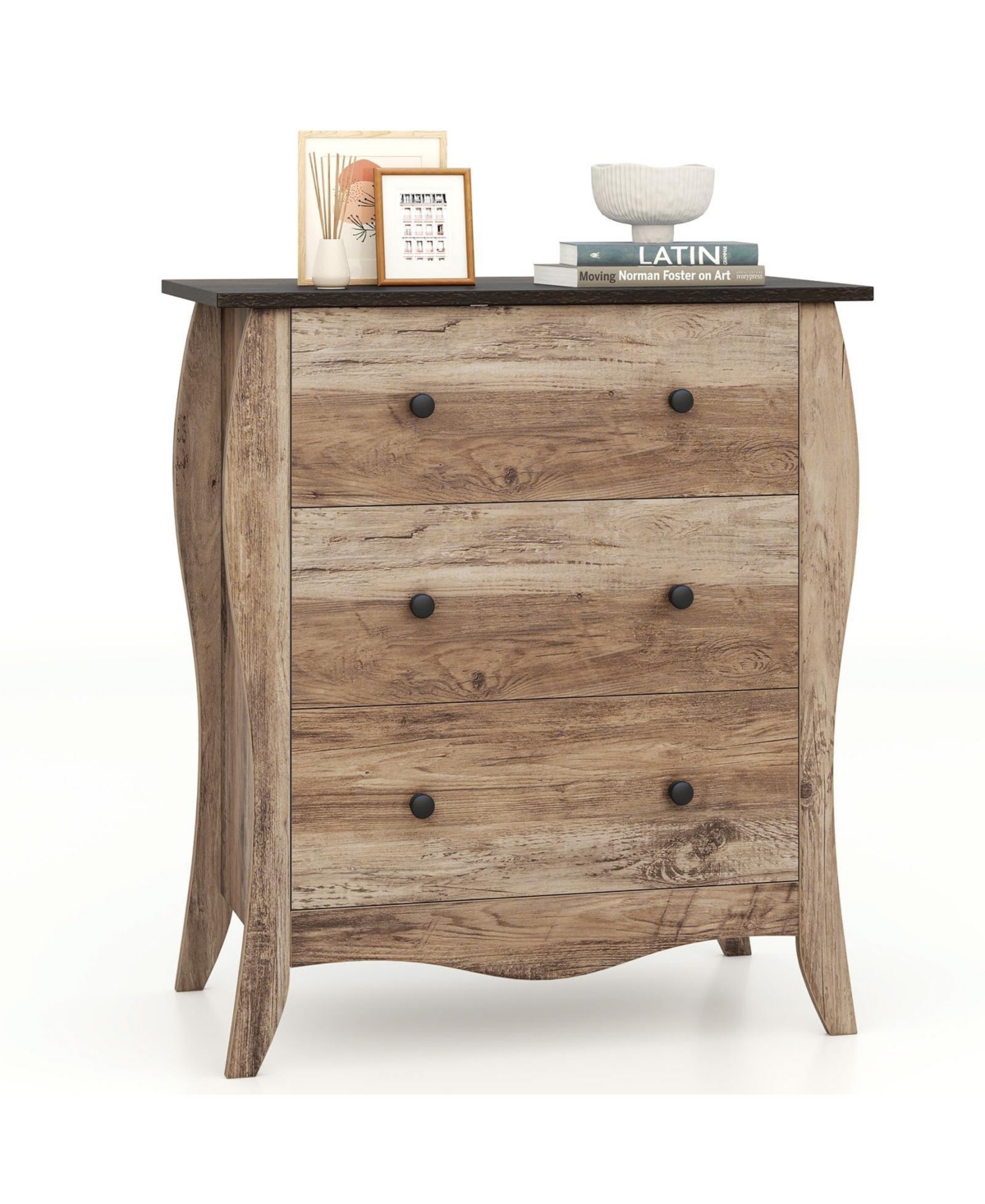Volenca Dresser for Bedroom with 3 Folding Fabric Drawers and Anti-tipping Kit