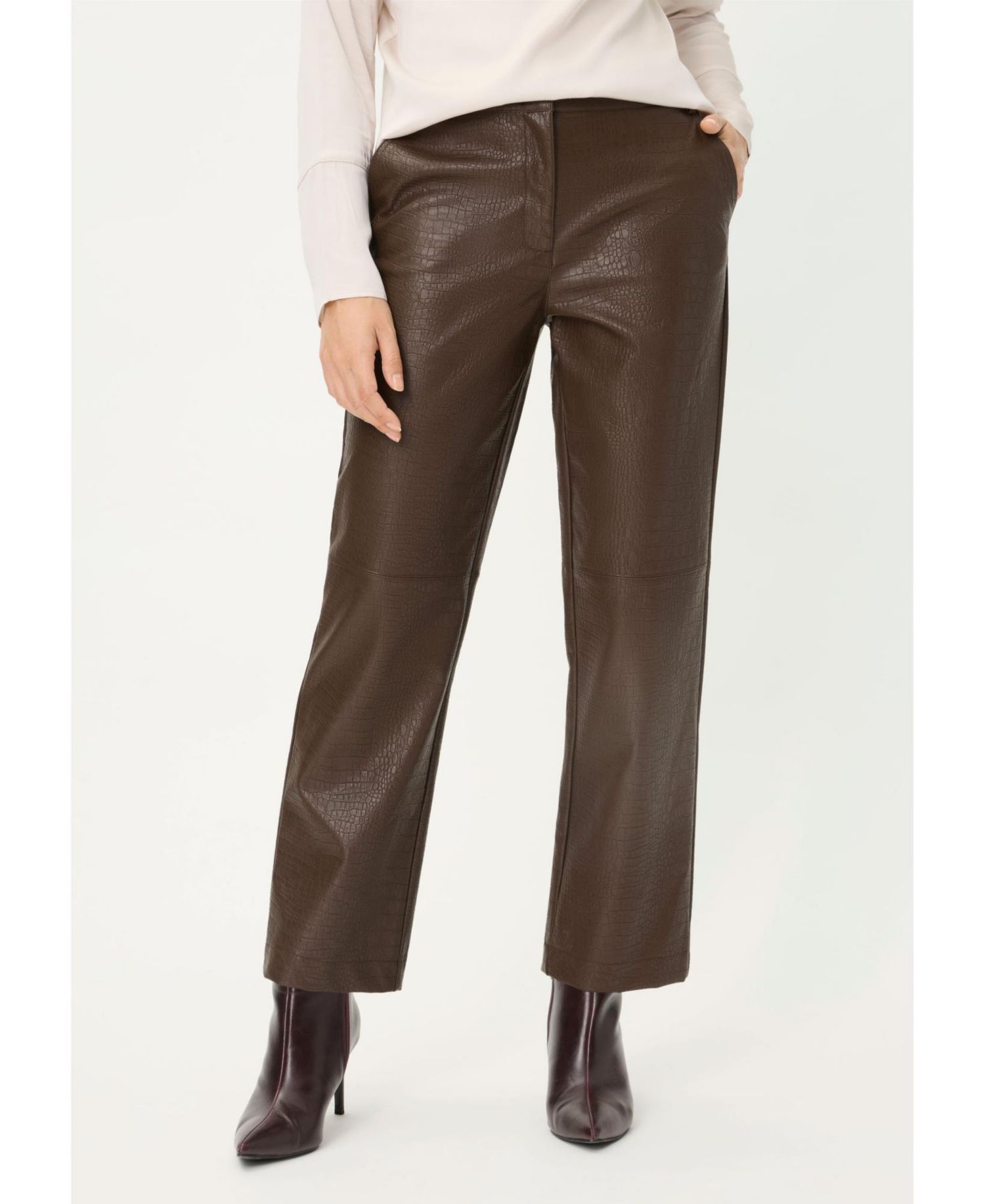 Women's Mona Fit Straight Leg Faux Croc Cropped Pant