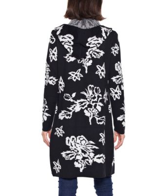  Women's Hooded Fall Botanicals Coatigan Sweater