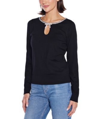 Women's Embellished Keyhole-Neck Sweater