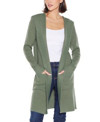  Women's Hooded Novelty-Stitch Coatigan Sweater