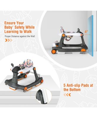 2-in-1 Baby Walker Foldable Activity Push Walker w/ Adjustable Height