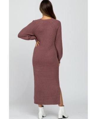 Maternity Side Slit Maxi Sweater Dress