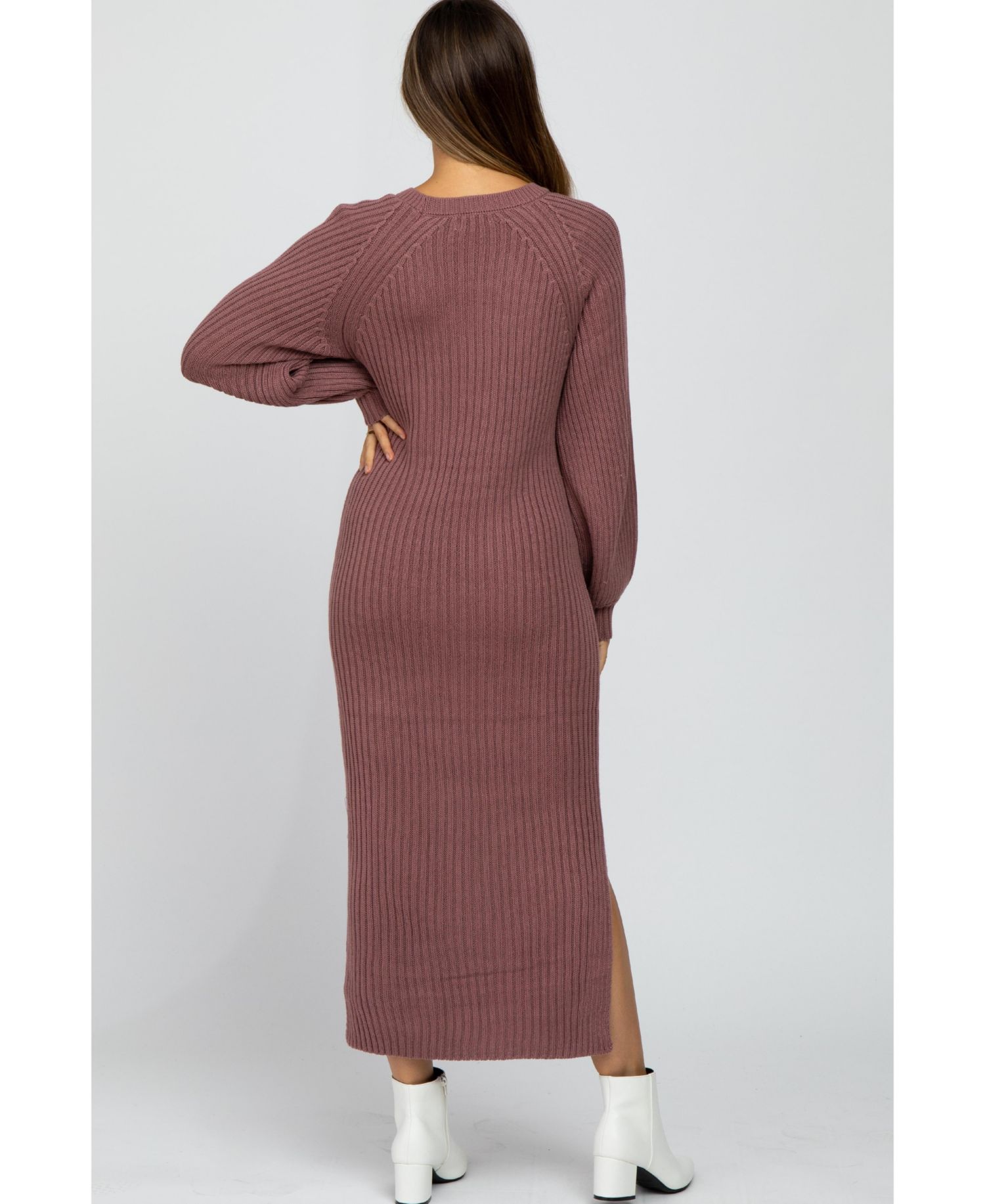 Women's Maternity Side Slit Maxi Sweater Dress