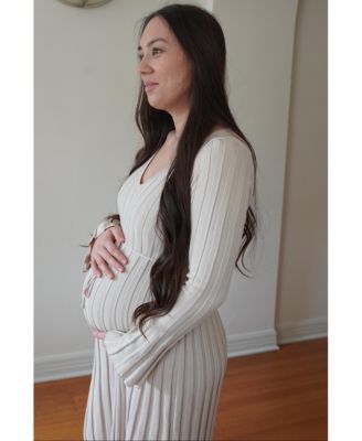 Maternity Black Ribbed Knit Maxi Dress