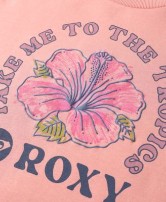 Girls' 7-16 Hibiscus Oversized Crewneck Sweatshirt