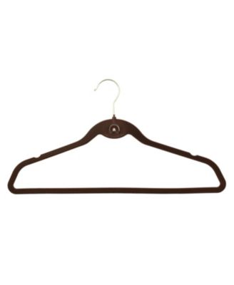 20PK Heavy Duty Velvet Hangers with Cascade Hook, 360 Degree Rotatable Hook Brown