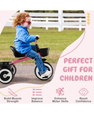 Toddler Tricycle with Adjustable Seat and Storage Baskets for 1.5-5 Years Old