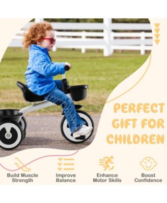 Toddler Tricycle with Adjustable Seat and Storage Baskets for 1.5-5 Years Old