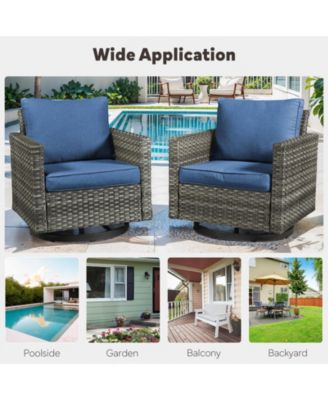 U-Frame 2-Piece Swivel Glider Wicker Outdoor Rocking Chair with Olefin Cushions