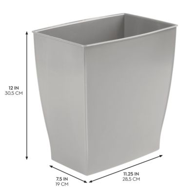 Rectangular Trash Can, 2.5 Gallon / 9.5 Liter, 4-Pack, Gray, Made in USA