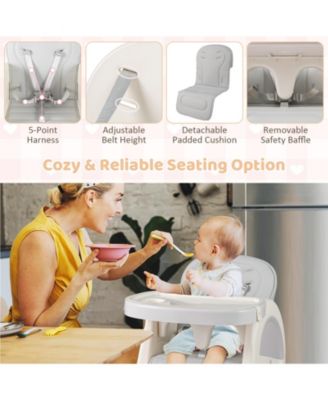 Convertible Baby Tall Chair 2-Tier Food Tray Feeding Chair for 18+ Month Olds