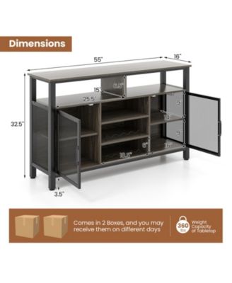 55-Inch Buffet Sideboard with 8-Bottle Wine Racks and Wine Glass Holders